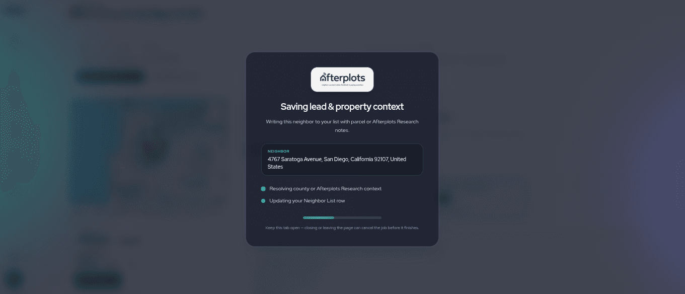 Save-lead overlay writing the neighbor to the list.